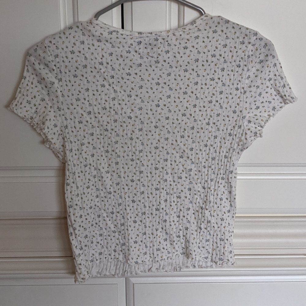 Floral Ribbed Baby T with Ruffle Edges - Picture 2 of 5